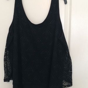 Black tribal lace overlay tank